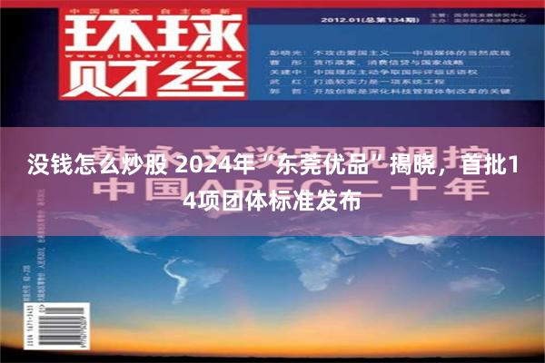 没钱怎么炒股 2024年“东莞优品”揭晓，首批14项团体标准发布